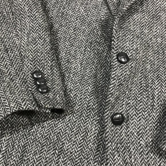 Harris Tweed Blazer Mens 42 Long Gray Herringbone Wool Sport Coat Made Scotland - Picture 12 of 16